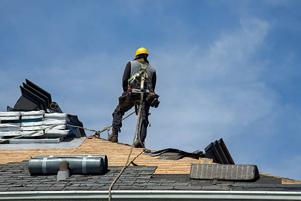 Professional Storm Damage Roof Repair technician working in Storrs Mansfield, CT